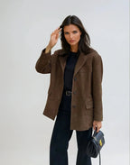 Suède Blazer Dames | Knoopsluiting Strijkvrij Elegant - Miss Madera