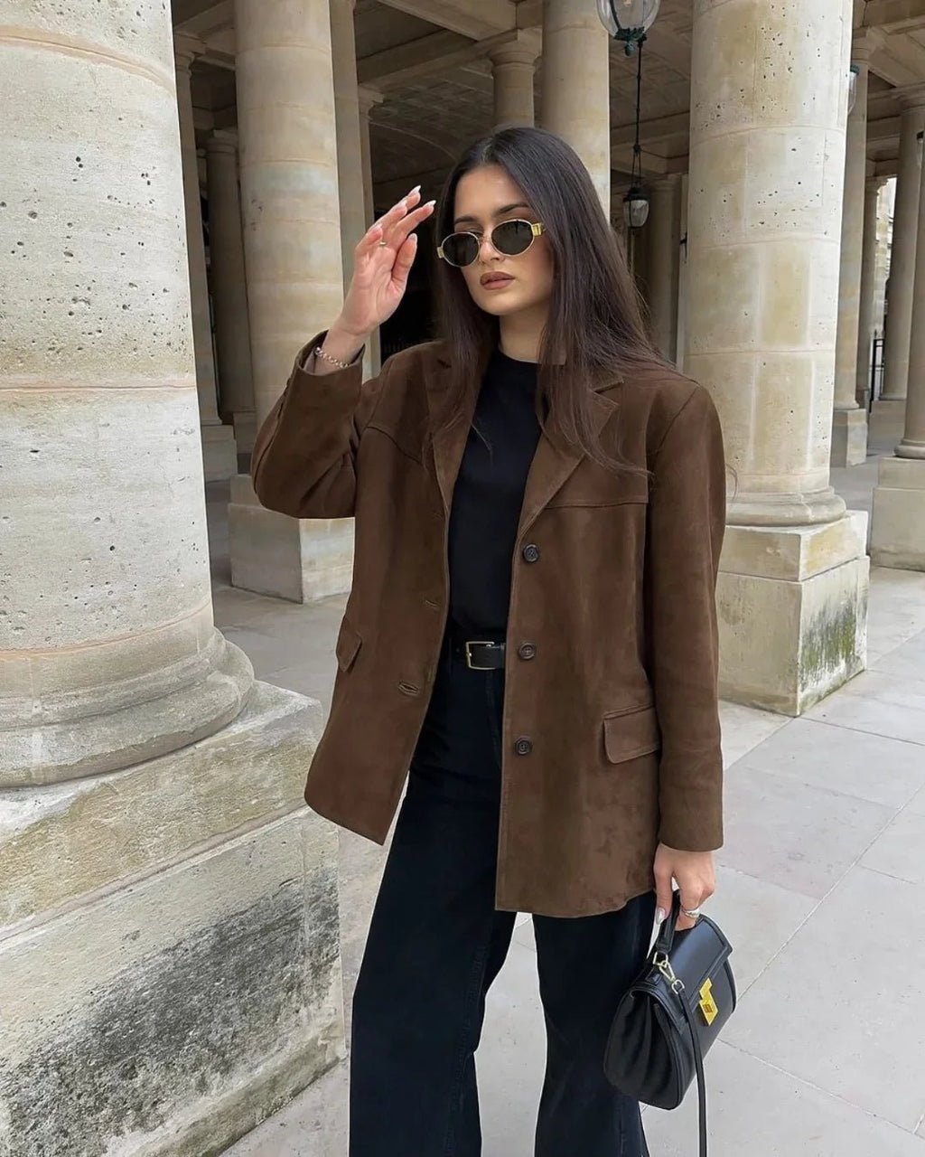 Suède Blazer Dames | Knoopsluiting Strijkvrij Elegant - Miss Madera