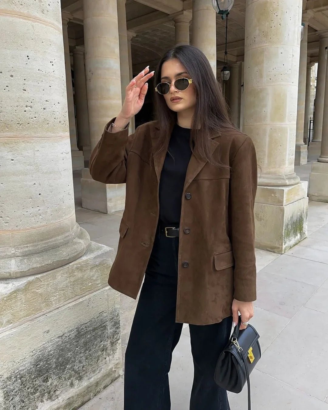 Suède Blazer Dames | Knoopsluiting Strijkvrij Elegant - Miss Madera