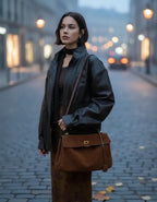 Suède Handtas Dames met Gouden Accenten - Miss Madera