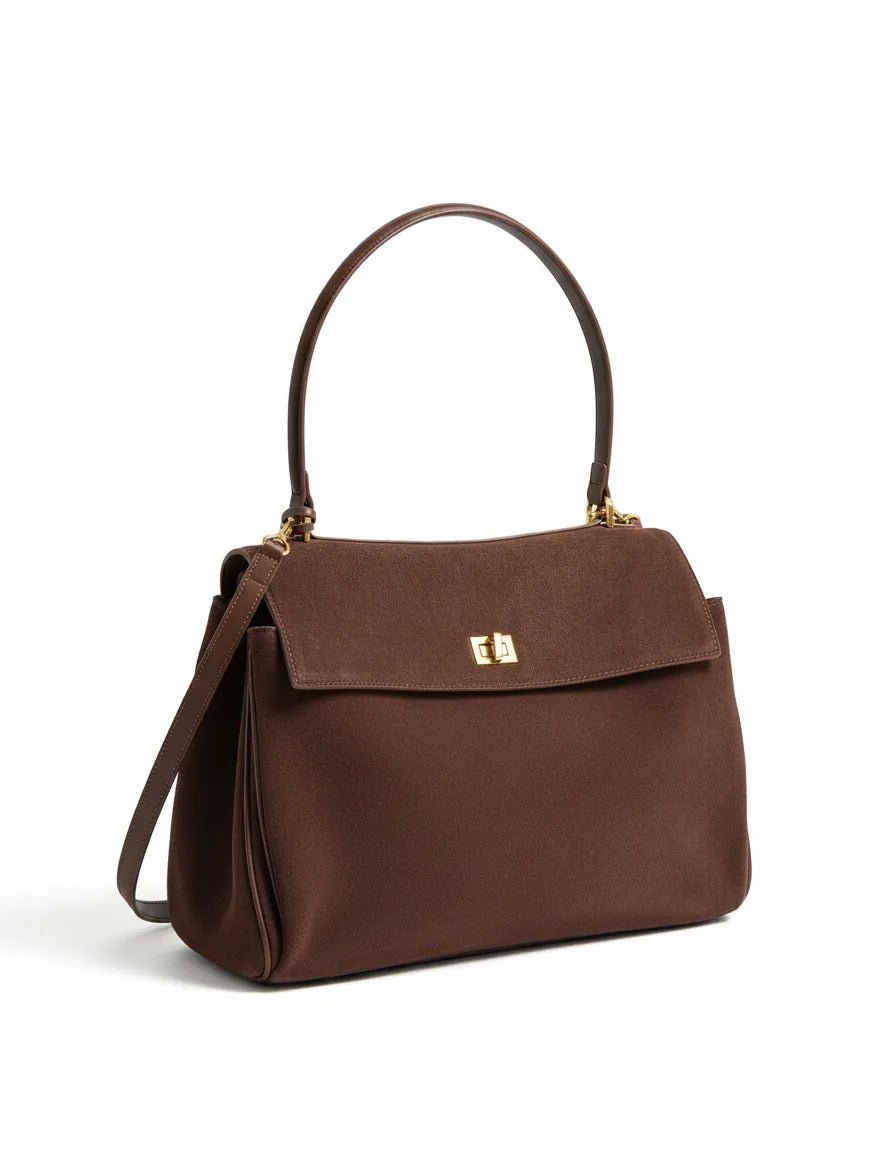Suède Handtas Dames met Gouden Accenten - Miss Madera