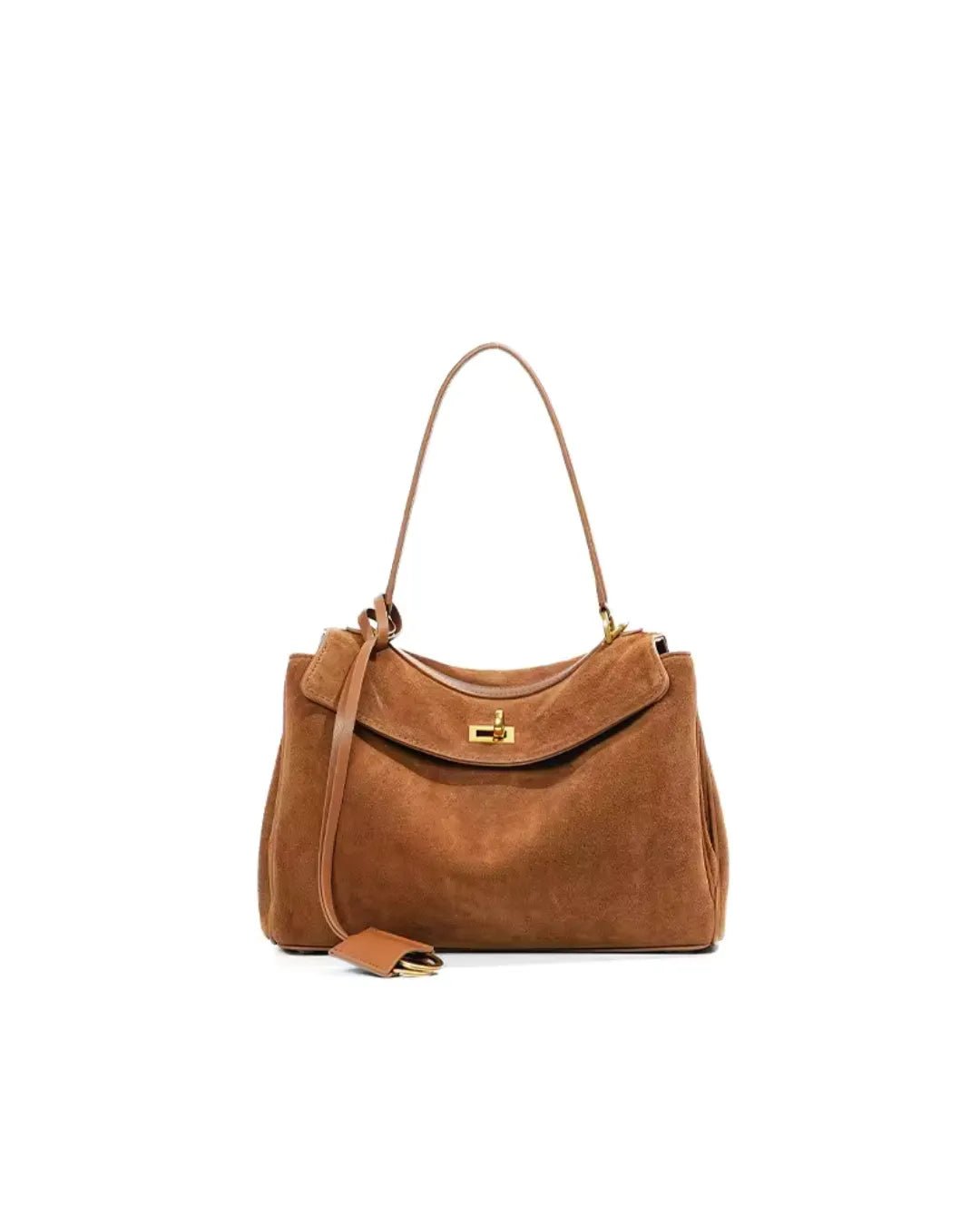 Suède Handtas Dames met Gouden Accenten - Miss Madera