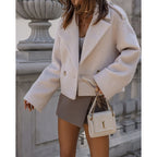 Miss | Jas Dames Cropped Klassieke Kraag Knoopsluiting