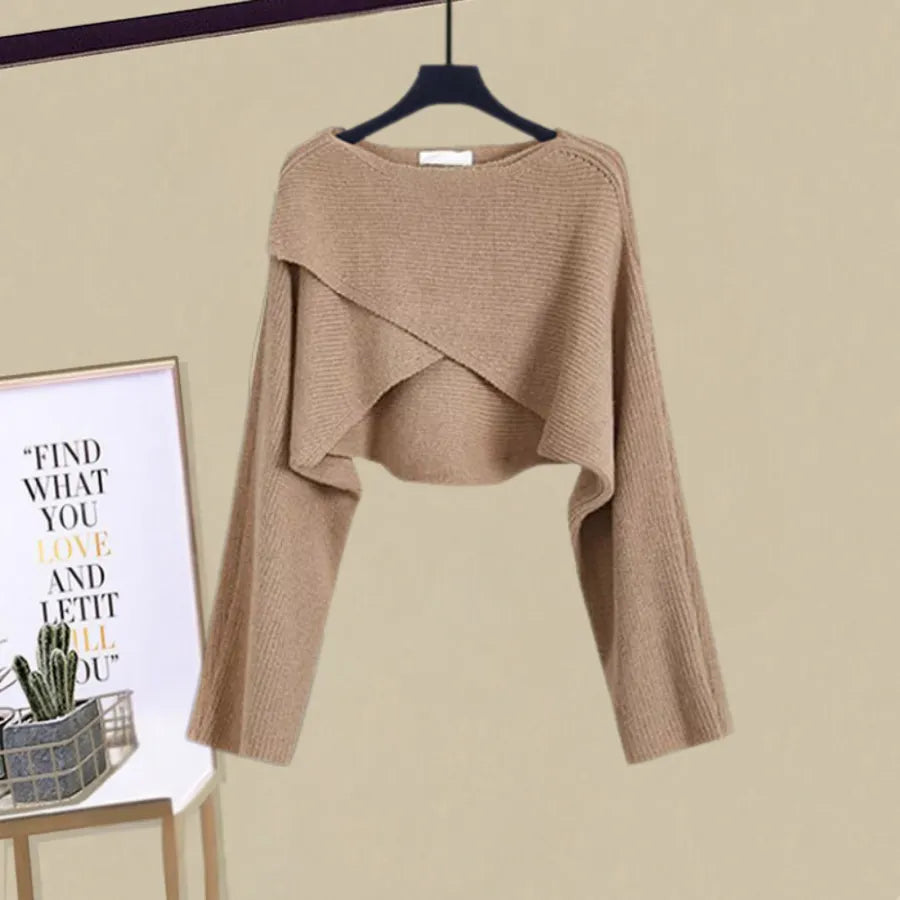 Jurk Dames Gebreid A-lijn met Cropped Trui - Gebreid