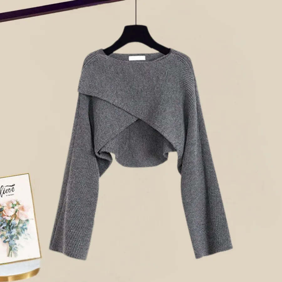 Jurk Dames Gebreid A-lijn met Cropped Trui - Gebreid
