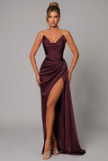 Miss | Maxi Jurk Dames Satijn Strapless met Split