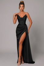 Miss | Maxi Jurk Dames Satijn Strapless met Split