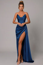 Miss | Maxi Jurk Dames Satijn Strapless met Split