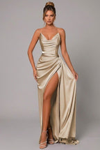 Miss | Maxi Jurk Dames Satijn Strapless met Split