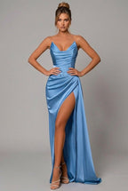 Miss | Maxi Jurk Dames Satijn Strapless met Split
