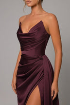 Miss | Maxi Jurk Dames Satijn Strapless met Split