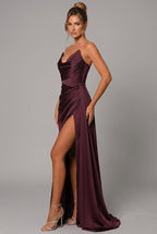 Miss | Maxi Jurk Dames Satijn Strapless met Split