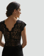 Top Dames Kant V-Hals Ruches Fitted – Feest | Miss Madera - Miss Madera MIS-8Y8CJL