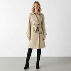 Trenchcoat Dames | A - lijn Pofschouders Katoenmix - Miss Madera