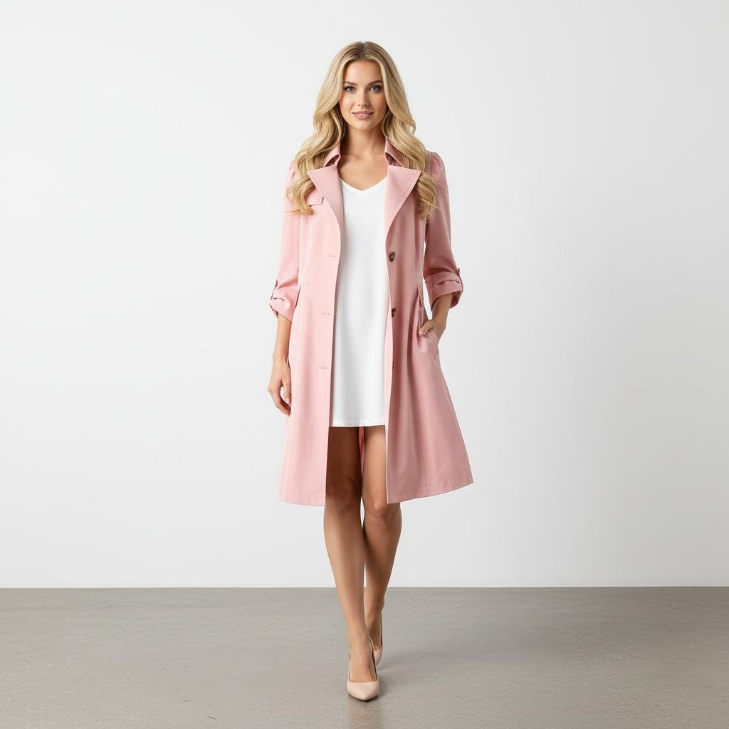Trenchcoat Dames | A - lijn Pofschouders Katoenmix - Miss Madera