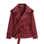 Trenchcoat Dames Kort Dubbelrijig Ceintuur – Kantoor | Miss Madera - Miss Madera MIS-JA984F