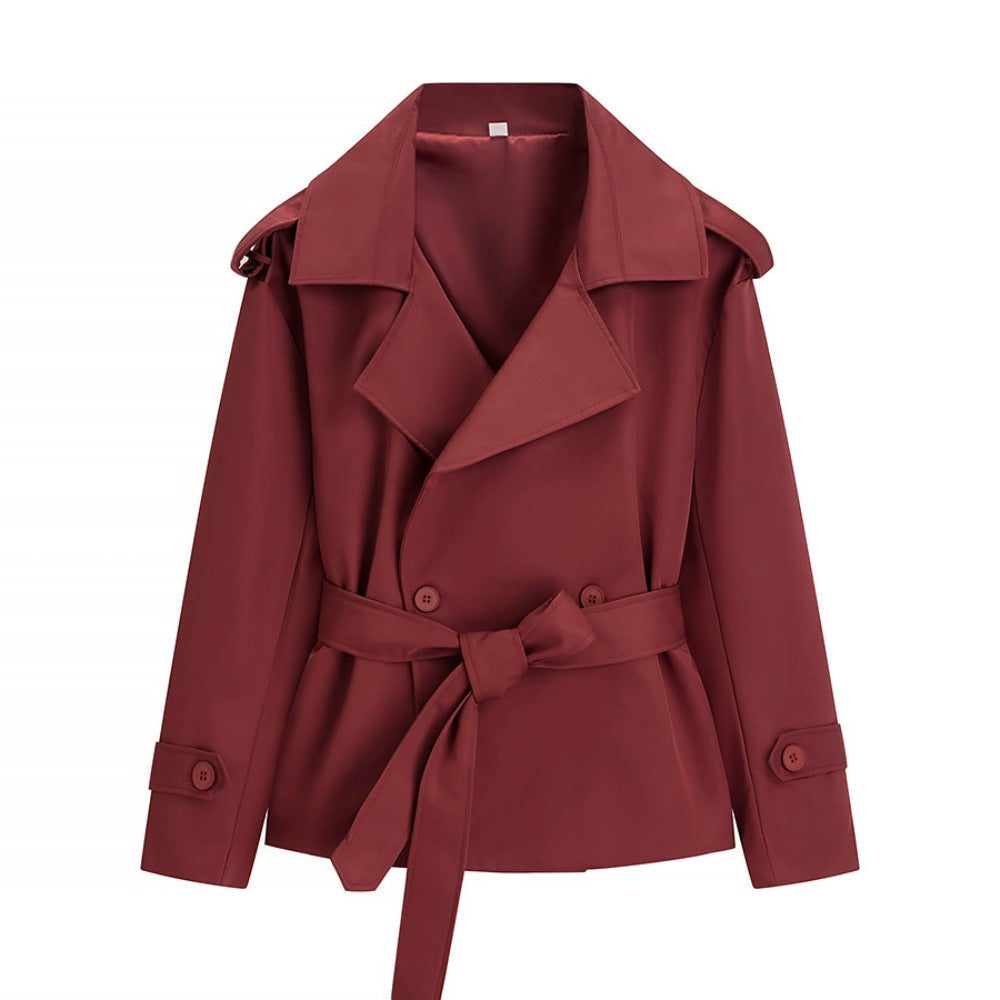Trenchcoat Dames Kort Dubbelrijig Ceintuur – Kantoor | Miss Madera - Miss Madera MIS-JA984F