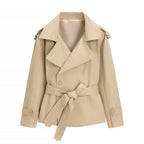Trenchcoat Dames Kort Dubbelrijig Ceintuur – Kantoor | Miss Madera - Miss Madera MIS-DND80G