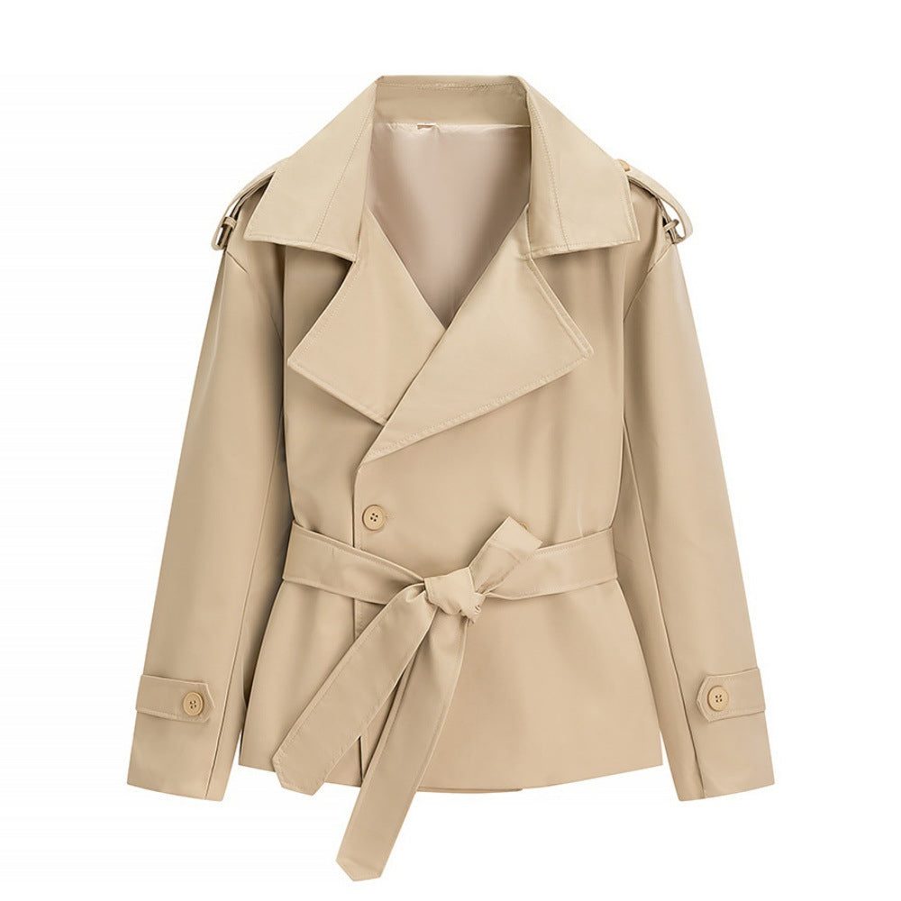 Trenchcoat Dames Kort Dubbelrijig Ceintuur – Kantoor | Miss Madera - Miss Madera MIS-DND80G