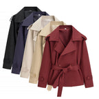 Trenchcoat Dames Kort Dubbelrijig Ceintuur – Kantoor | Miss Madera - Miss Madera MIS-LR9WKH