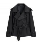 Trenchcoat Dames Kort Dubbelrijig Ceintuur – Kantoor | Miss Madera - Miss Madera MIS-LV6Q5B