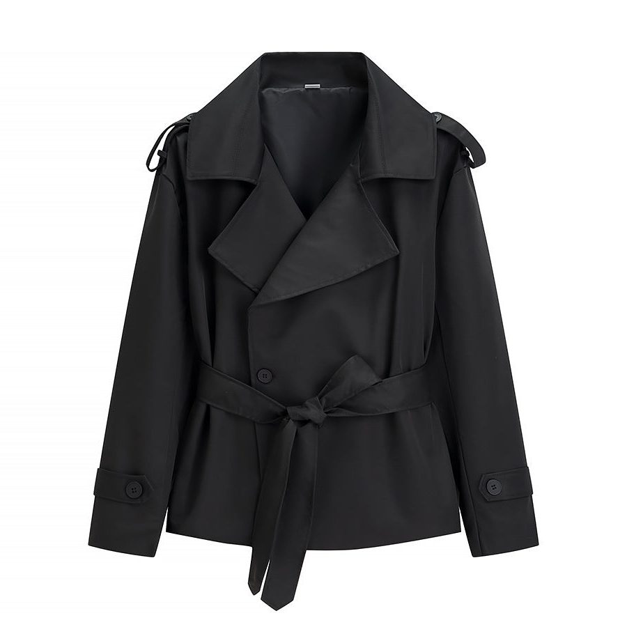 Trenchcoat Dames Kort Dubbelrijig Ceintuur – Kantoor | Miss Madera - Miss Madera MIS-LV6Q5B