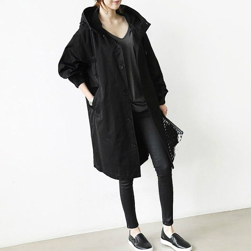 Trenchcoat Dames Oversized Capuchon Lang – Regen | Miss Madera - Miss Madera MIS-OY7Z7Z