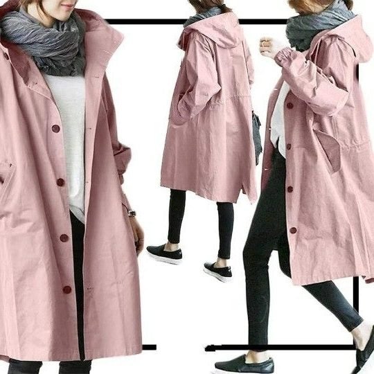 Trenchcoat Dames Oversized Capuchon Lang – Regen | Miss Madera - Miss Madera MIS-9T4XT6