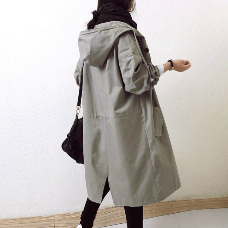 Trenchcoat Dames Oversized Capuchon Lang – Regen | Miss Madera - Miss Madera MIS-OBFR2K
