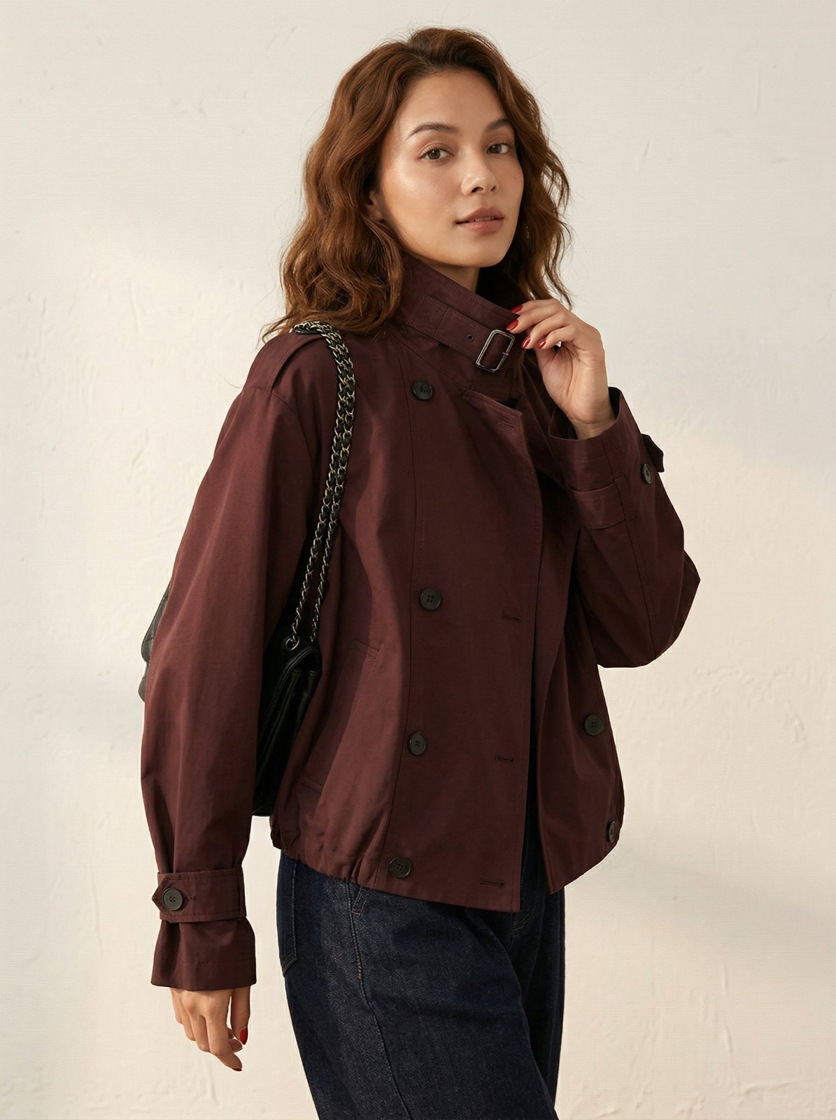 Trenchcoat met hoge kraag en gesp - Miss Madera