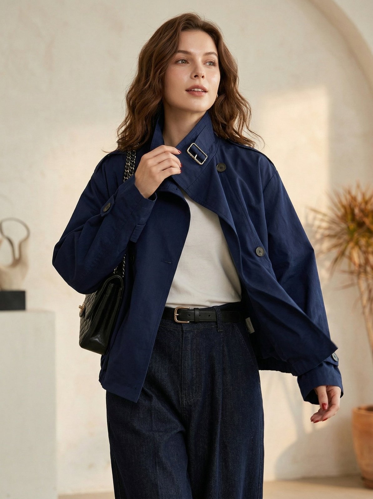 Trenchcoat met hoge kraag en gesp - Miss Madera