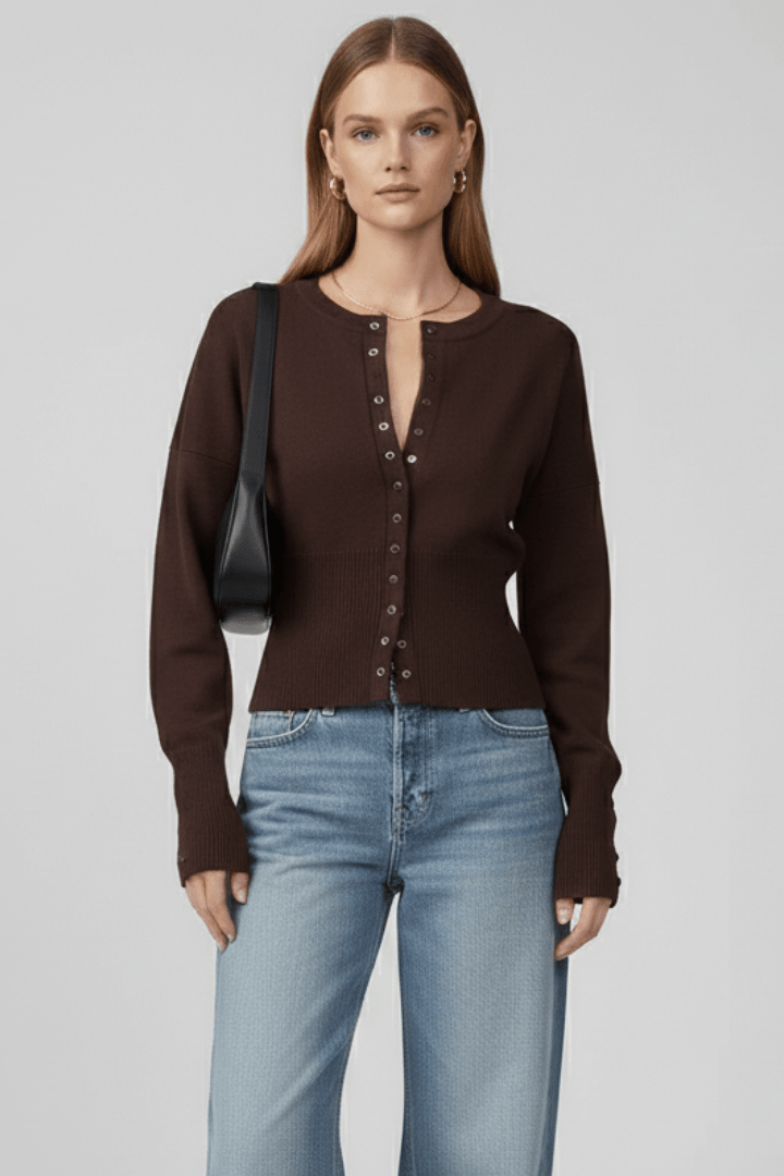 Trui Dames Ronde Hals Knoopsluiting Gebreid – Herfst | Miss Madera - Miss Madera MIS-HV5YG4