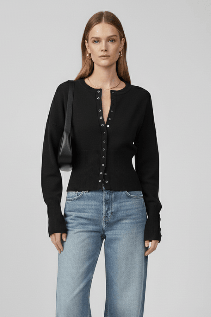 Trui Dames Ronde Hals Knoopsluiting Gebreid – Herfst | Miss Madera - Miss Madera MIS-DRJYYR