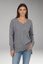 Trui Dames V-Hals Chevron Relaxed Fit Gebreid – Herfst | Miss Madera - Miss Madera MIS-98PB7T