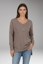 Trui Dames V-Hals Chevron Relaxed Fit Gebreid – Herfst | Miss Madera - Miss Madera MIS-NZ8SIK