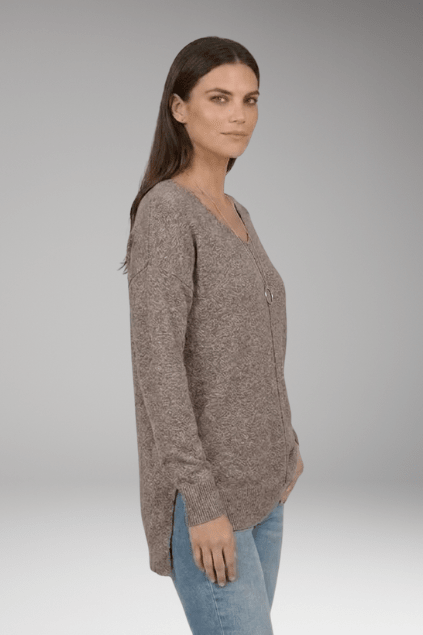 Trui Dames V-Hals Chevron Relaxed Fit Gebreid – Herfst | Miss Madera - Miss Madera MIS-NZ8SIK