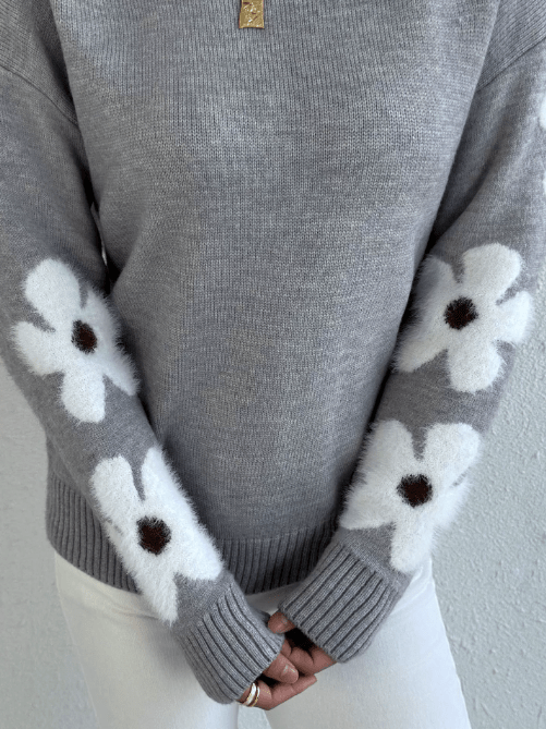 Trui Dames Wijd Bloemenprint Tricot – Kantoor | Miss Madera - Miss Madera MIS-FVL21L
