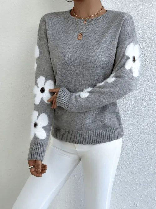 Trui Dames Wijd Bloemenprint Tricot – Kantoor | Miss Madera - Miss Madera MIS-N4708L
