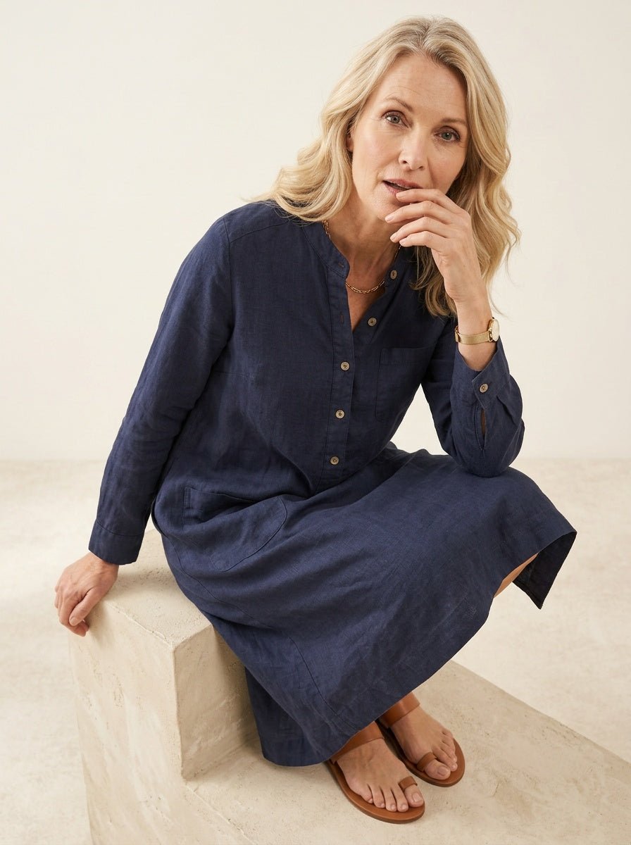 Tuniekjurk van linnen met lange mouwen - Miss Madera