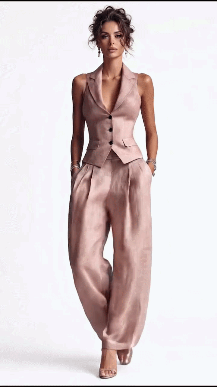 Co-ord set Dames Lente Zomer V-hals Knoopsluiting - Chiffon