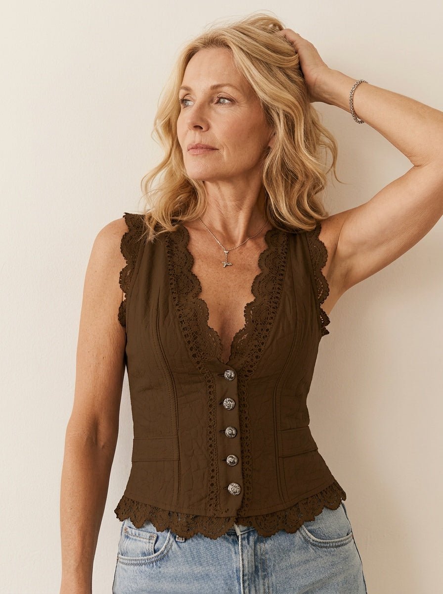 Vintage Vest Top | Fitted Silhouet met Knoopsluiting - Miss Madera