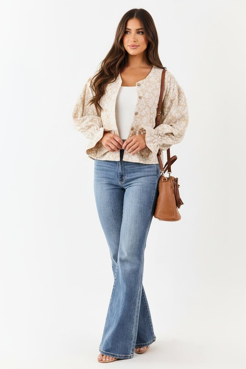 Viscose Blouse Dames | Pofmouwen Gerimpelde Manchetten - Miss Madera