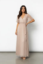 Vloeiende Wrap Maxi Jurk Dames | Vlindermouwen - Miss Madera