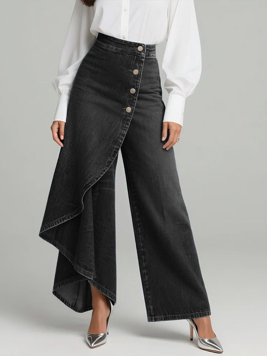 Waist Wide Leg Jeans Dames | Denim Relaxed Fit - Miss Madera