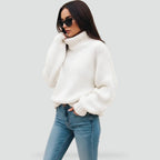 Coltrui Dames Grofgebreid Cropped met Omslagkraag - Wit