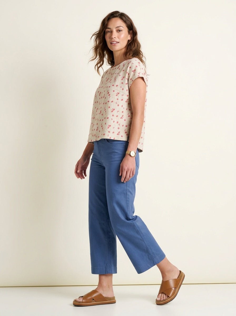 Wide Leg Broek Blauw Cropped - Miss Madera