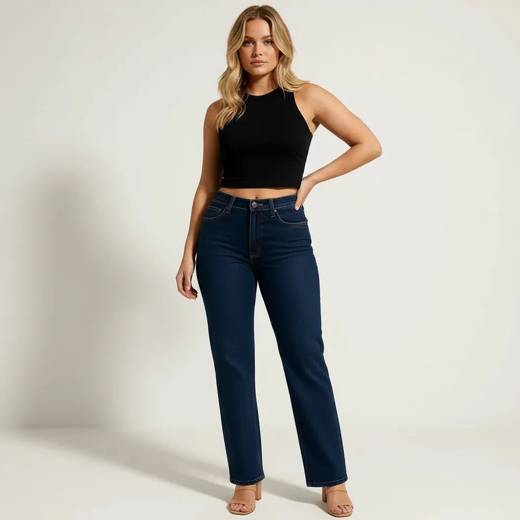 Wide Leg Jeans Dames | Hoge Taille Denim Stretch - Miss Madera