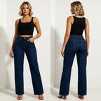 Wide Leg Jeans Dames | Hoge Taille Denim Stretch - Miss Madera