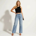 Wide Leg Jeans Dames | Hoge Taille Denim Stretch - Miss Madera