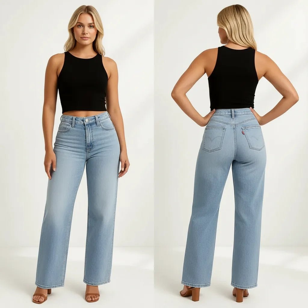 Wide Leg Jeans Dames | Hoge Taille Denim Stretch - Miss Madera
